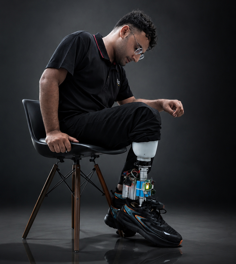 The powered prosthetic leg I designed, built, and wear.