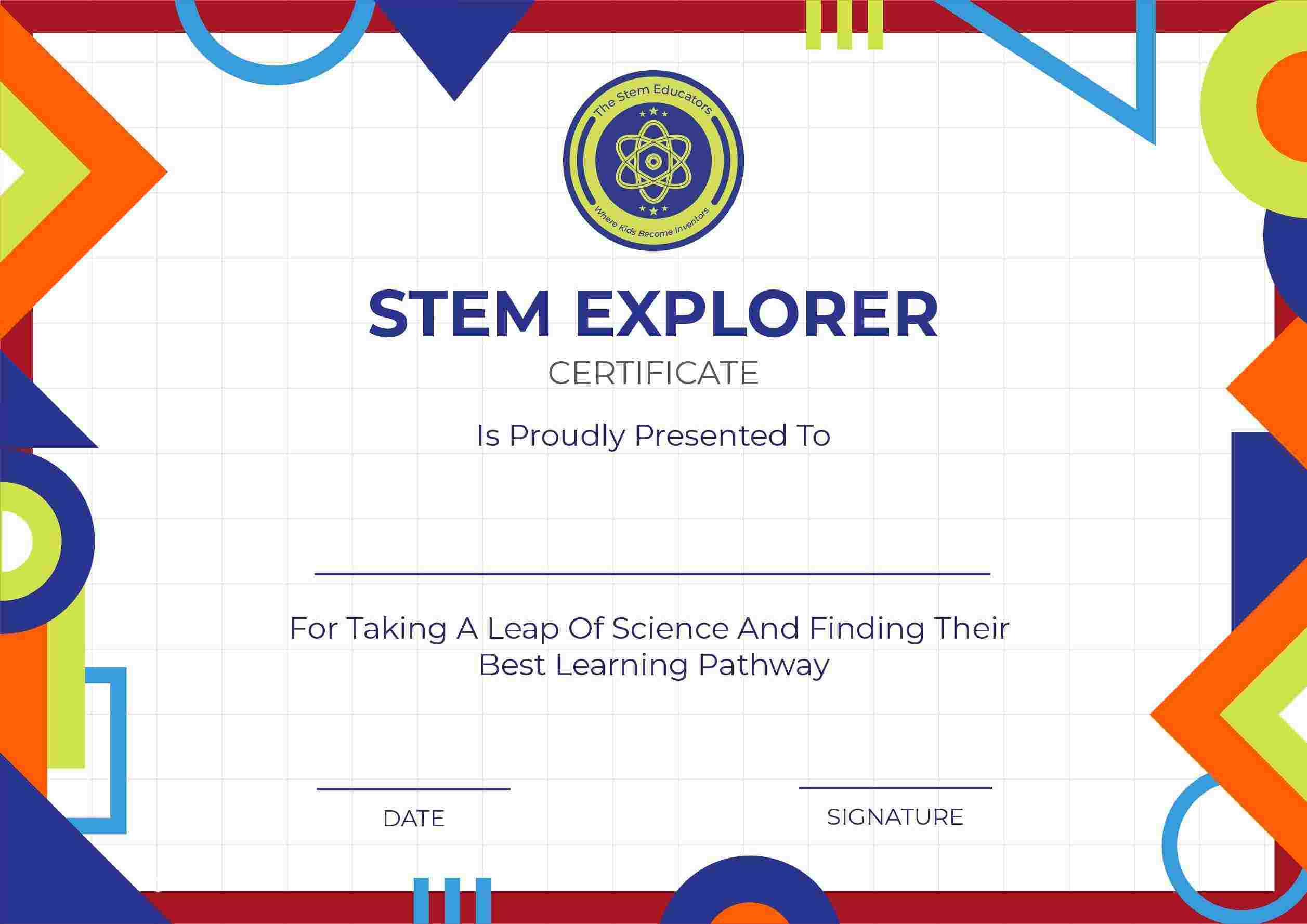 stem explorer certificate